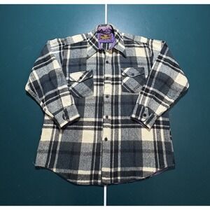 Vtg 60s CPO Wool Shacket Shirt Jacket XL Heavy Plaid Flannel Chief Petty Officer